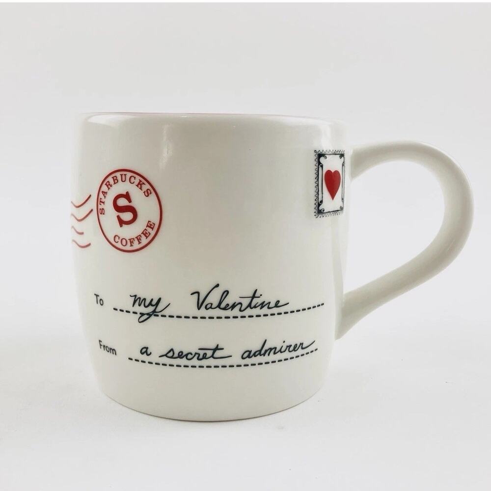 Starbucks 2010 My Valentine Secret Admirer Letter Bone China Coffee Cup Mug Red